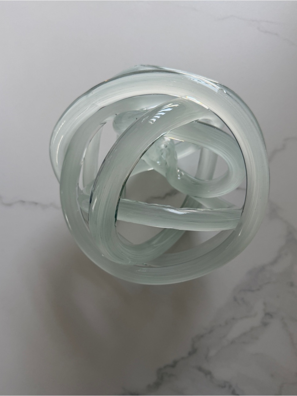 Glass Knot Sculpture - Pale Seafoam Home Art
